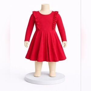 Sweet Peas Girls Red Long Sleeve Dress